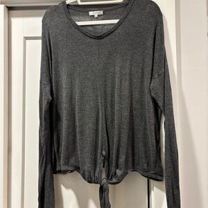 Madewell Charcoal BoHo tie front Long Sleeve Women's Top